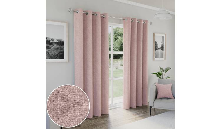 Enhanced Living Austin Eyelet Blackout Thermal Curtains - 229 x 183cm - Blush
