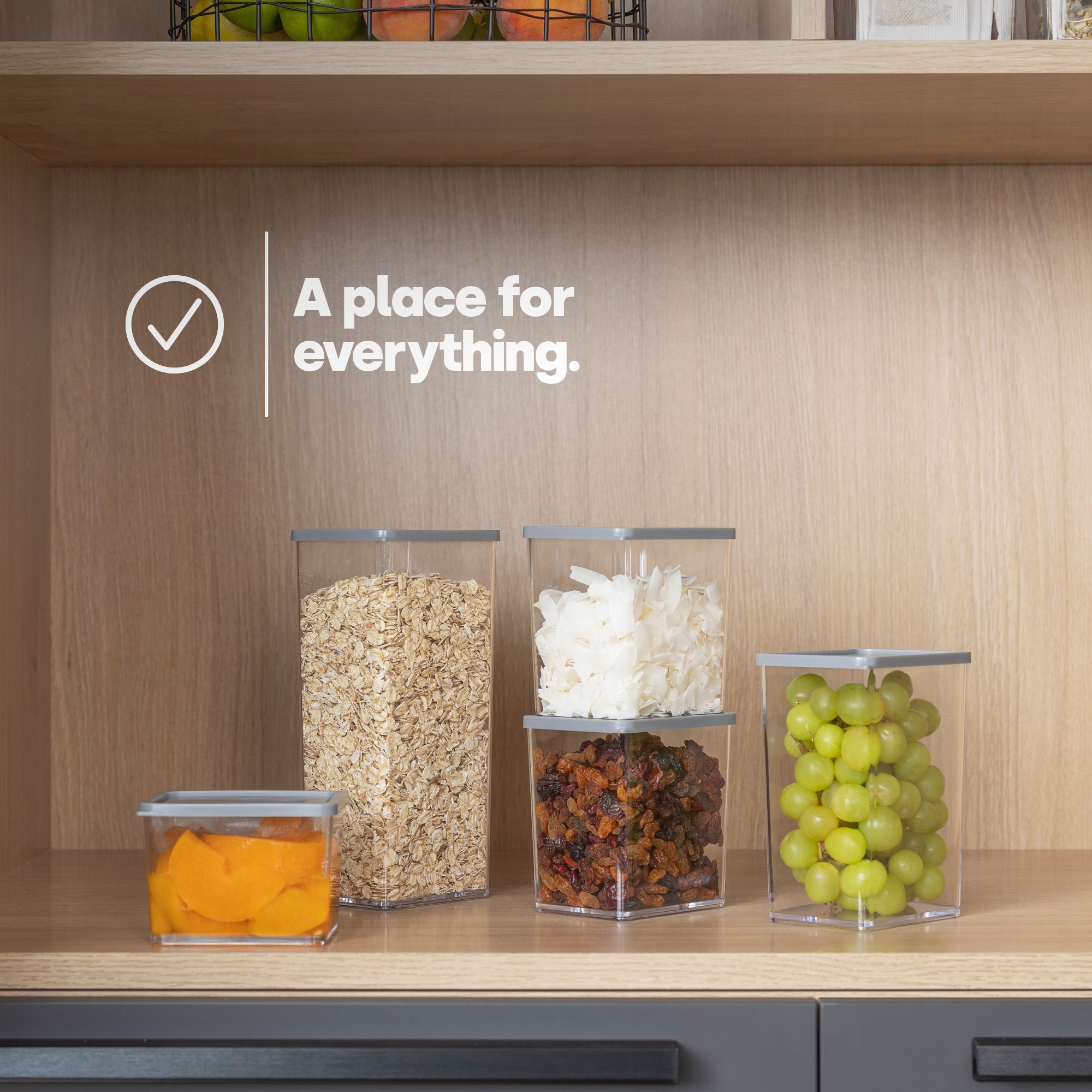 LIVIVO Set of 5 Airtight Food Storage Containers - Grey - Image 2