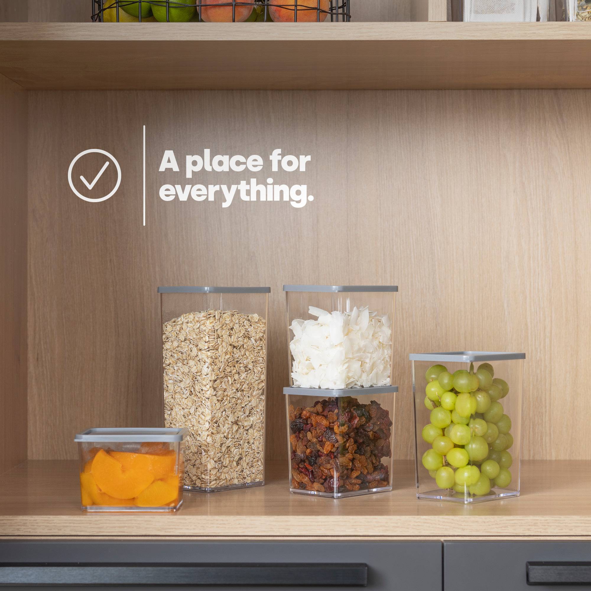 LIVIVO Set of 5 Airtight Food Storage Containers - Grey - Image 2
