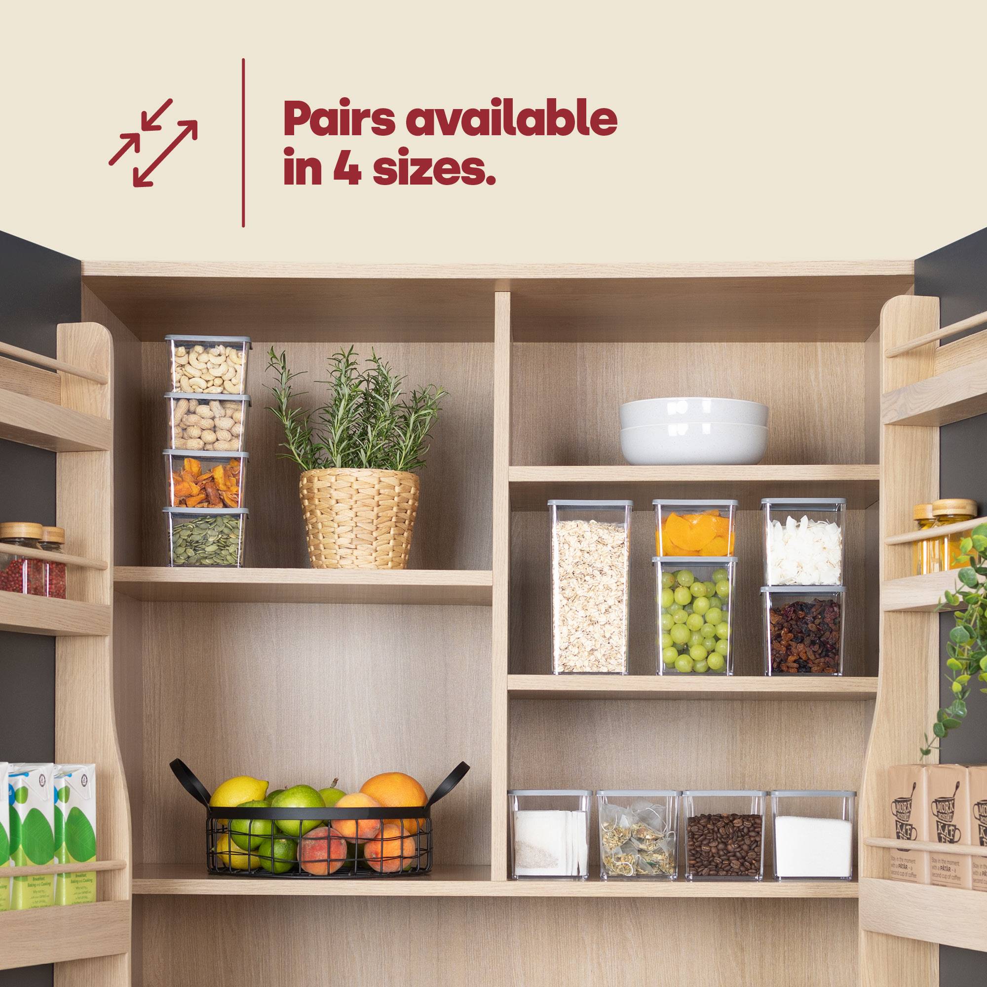 LIVIVO Set of 5 Airtight Food Storage Containers - Grey - Image 4