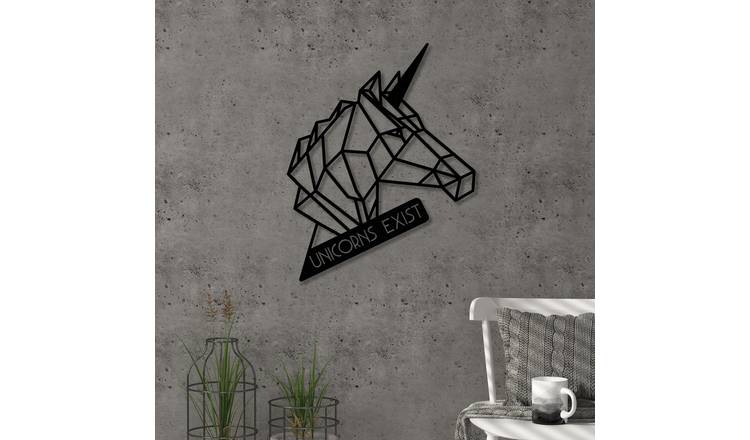 Decortie Metal Wall Art Unicorn Metal Hanging Decoration - Black