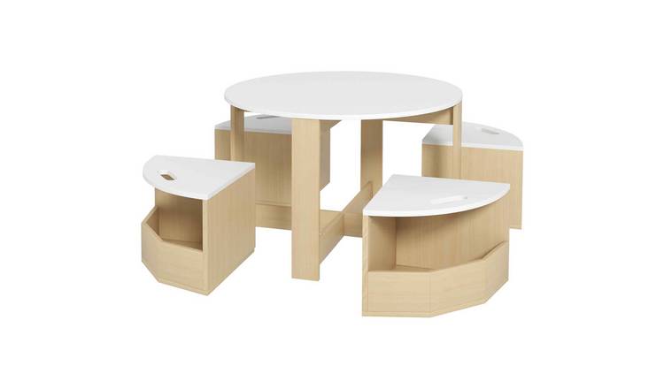 AIYAPLAY 5 Piece Childrens Table and Chair Set with Storage - White
