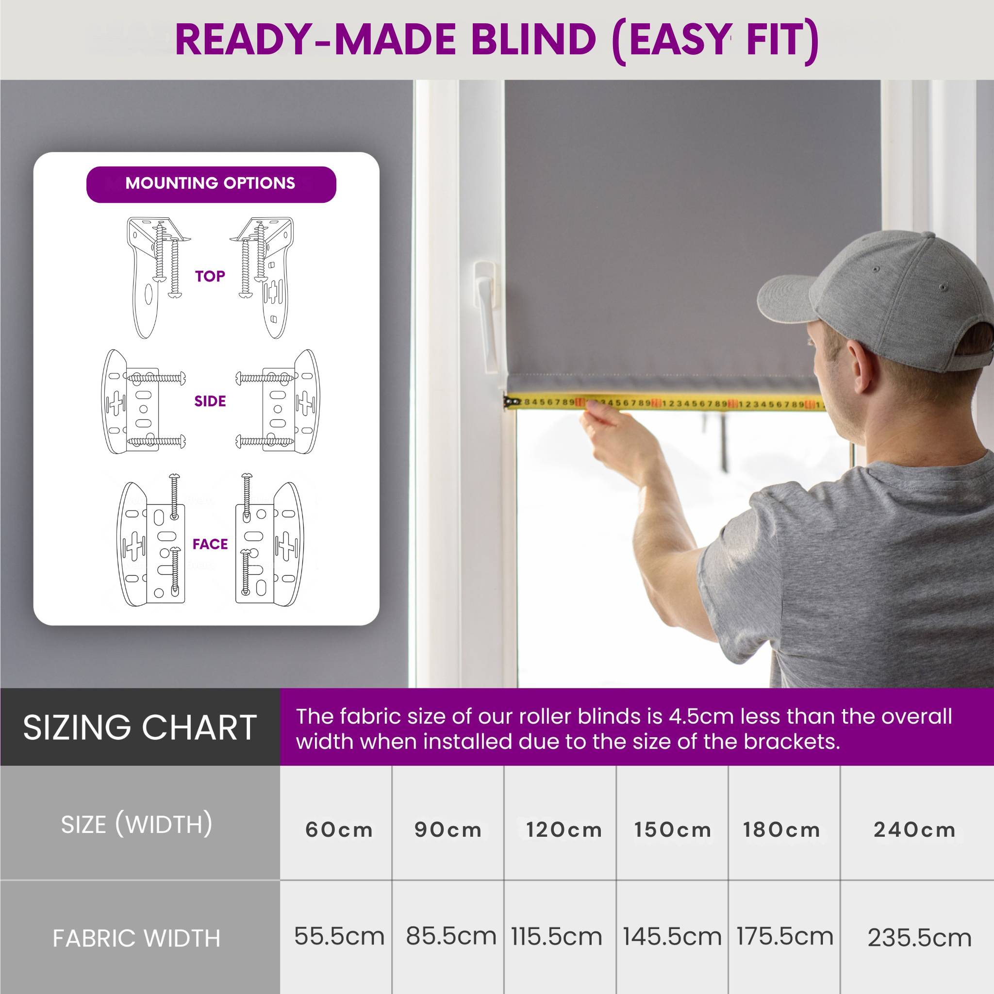 Furnished Green Daylight Roller Blind witth Round Eyelets - 60cm x 210cm - Image 2