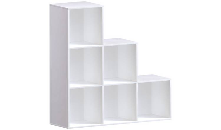 Vida Designs Durham 6 Cube Storage Stair Unit with 3 Black Baskets - White