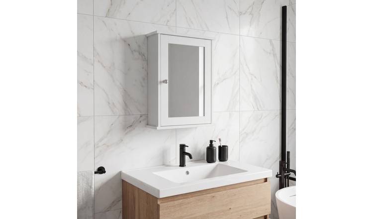 Bath Vida 1 Door Mirrored Wall Cabinet - White
