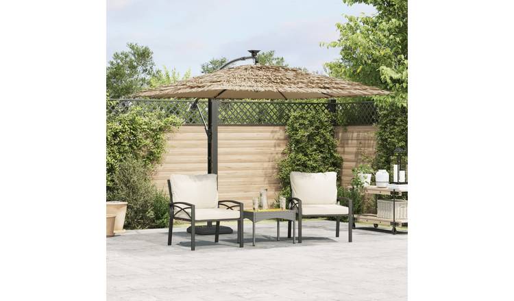 Walplus Polyester Garden Parasol - Brown - 246 x 246 x 230 cm