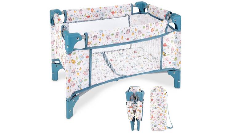 deAO Baby Doll Foldable Crib with Storage Bag - Blue