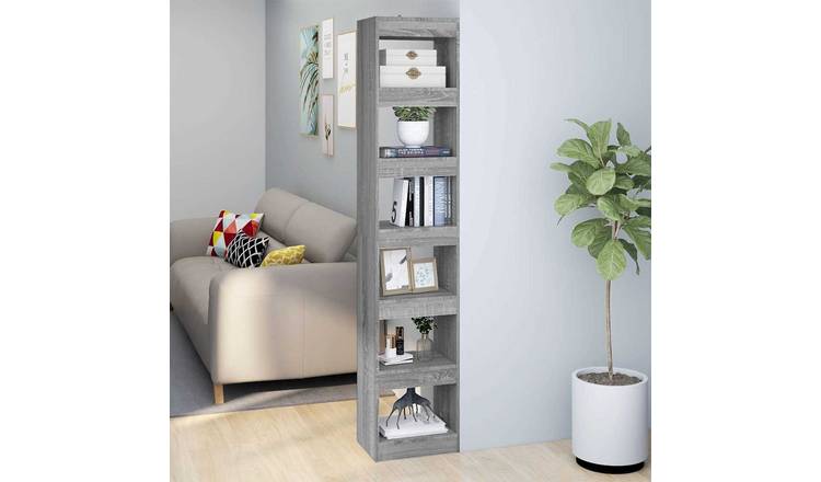Walplus Engineered Wood Book Cabinet - Grey and Oak - 40 x 30 x 198 cm