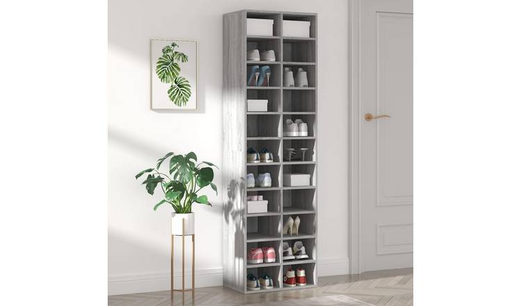 Walplus Engineered Wood Shoe Cabinet - Grey Sonoma - 54 x 34 x 183 cm