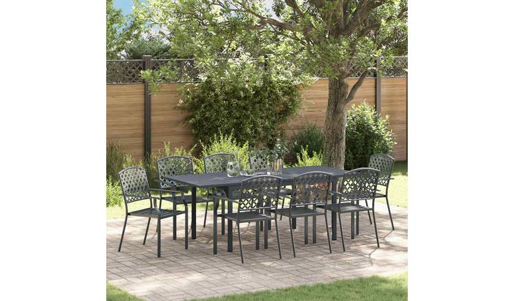 Walplus 9 Piece Garden Dining Set - Anthracite - 210 x 90 x 73 cm