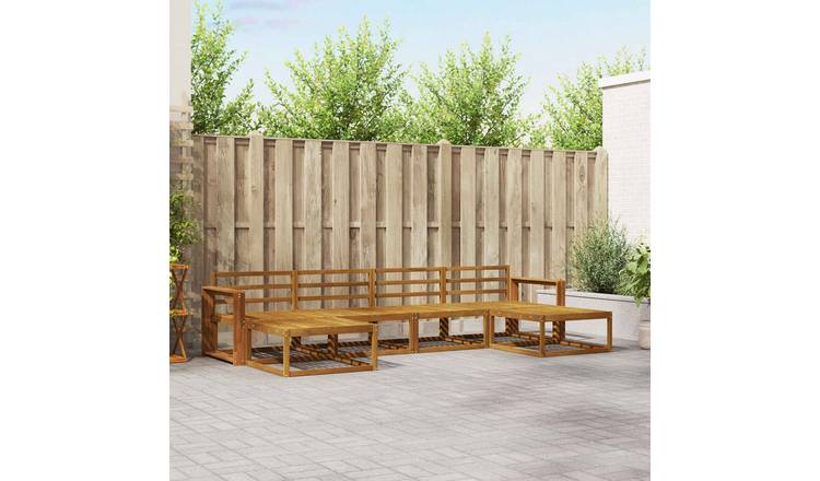 Walplus 6 Piece Solid Acacia Outdoor Sofa Set - Natural - 337 x 162.5 x 73 cm