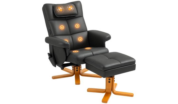 HOMCOM Adjustable Massage Recliner Chair with Adjustable Backrest - Black