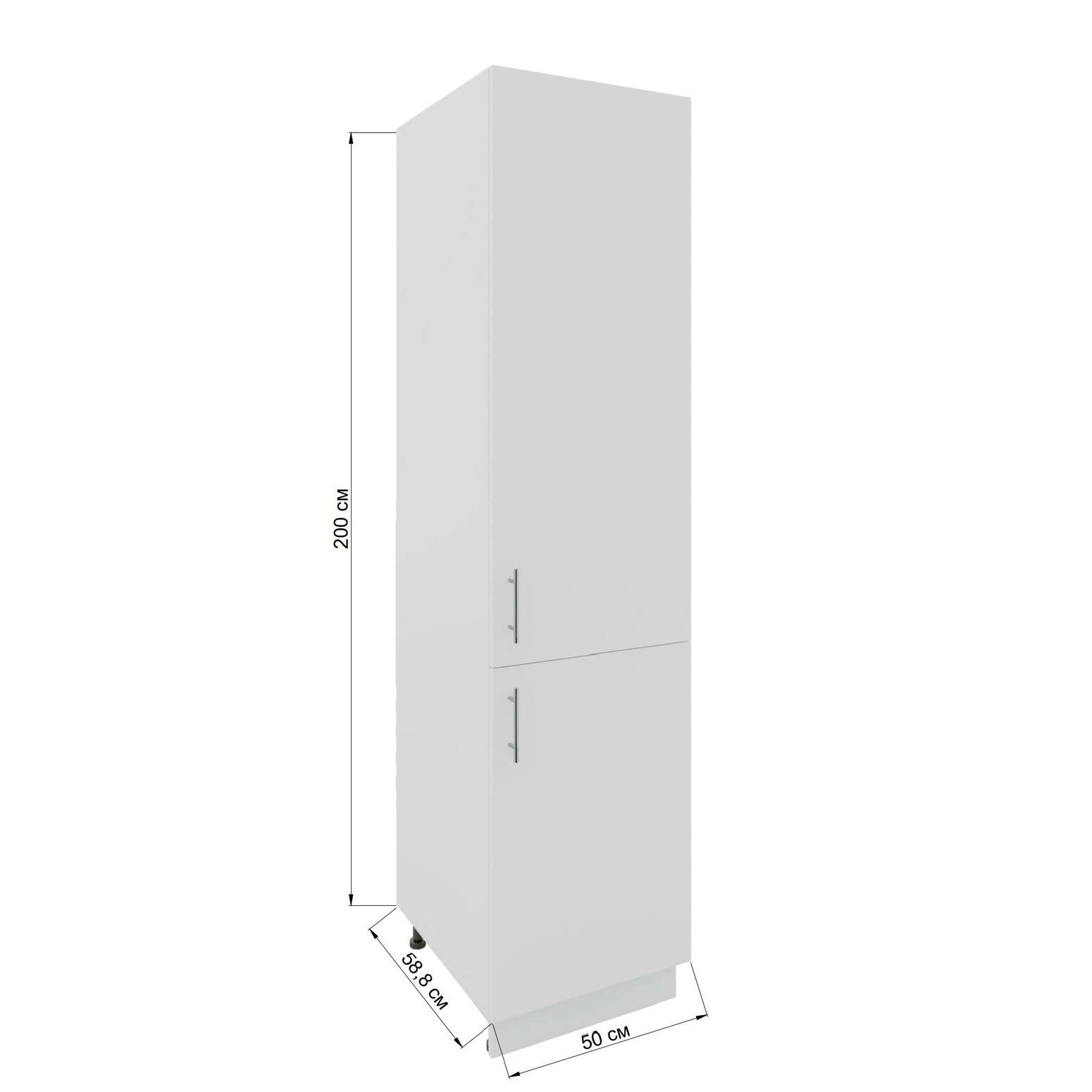 JD Greta 500mm Adjustable Leg Tall Larder Cabinet with 2 Doors - White Gloss - Image 7