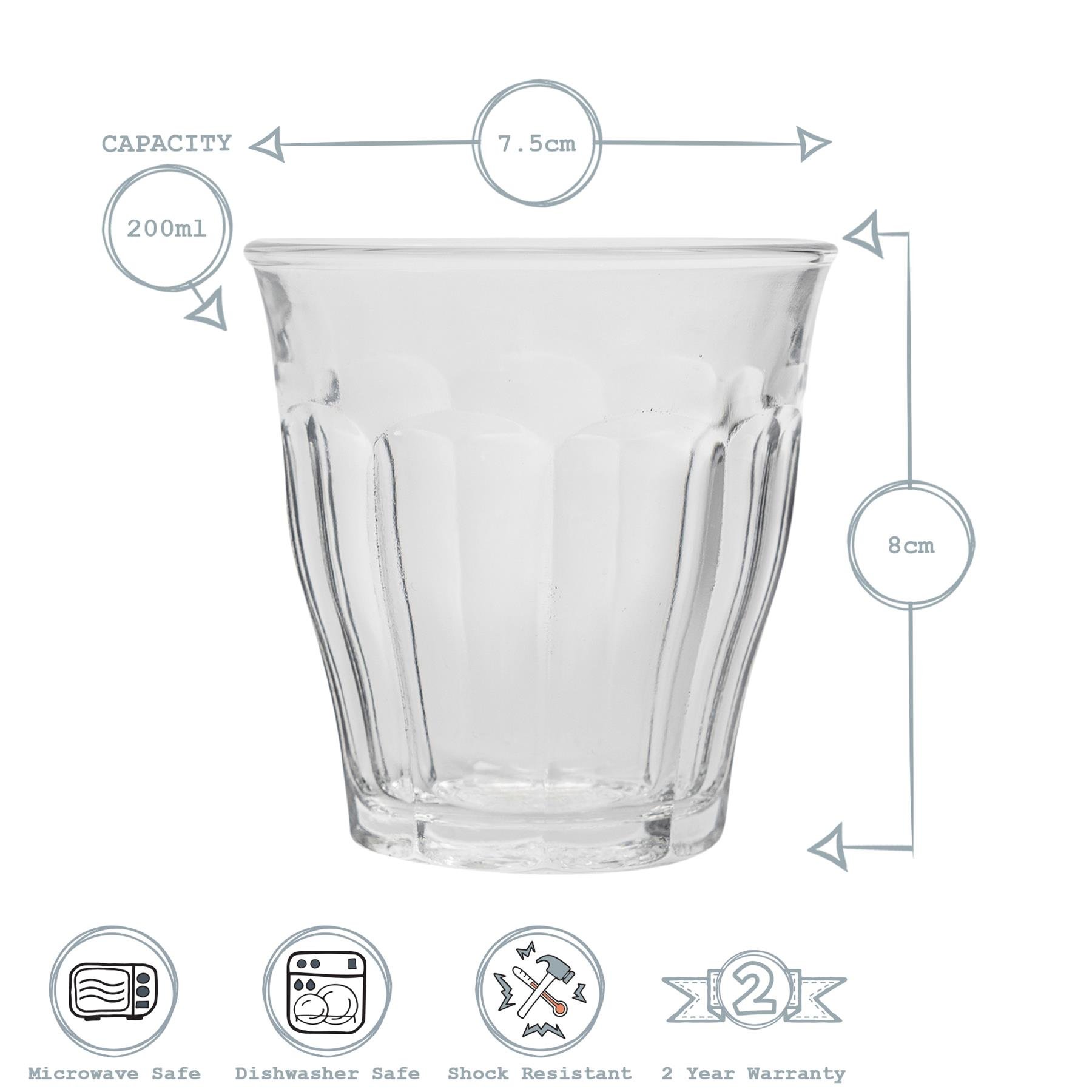 Duralex Picardie 220ml Drinking Glass Tumblers - Pack of 6 - Image 3