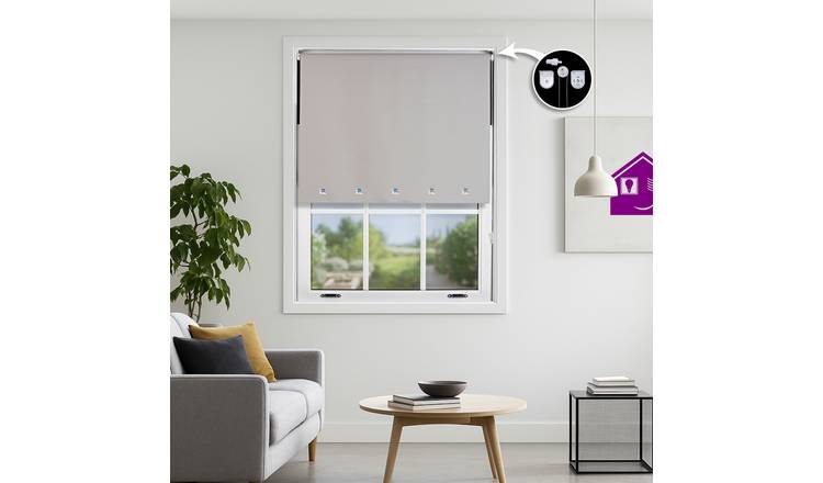 Furnished Grey Blackout Roller Blind Square Eyelets - 60 x 210cm