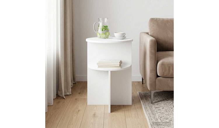 Walplus Storage Engineered Wood Side Table - White - 39.5 x 55 cm
