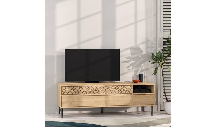 Decortie Heaton TV Unit particleboard and metal frame - oak