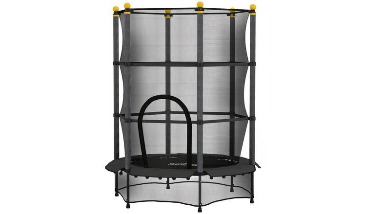 HOMCOM Steel Indoor Outdoor Kids Trampoline with Enclosure Net - Black