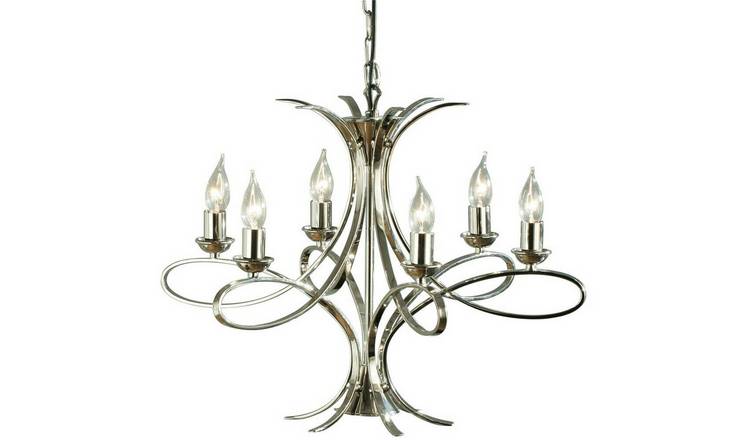 Loops Direct Steel 6-Light Pendant Chandelier - Polished Nickel
