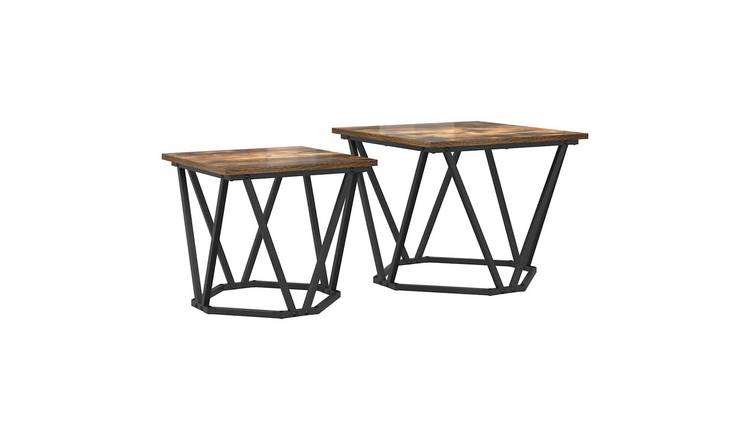 Walplus Pack of 2 Side Table - Smoked Oak - 50 x 50 x 40 cm