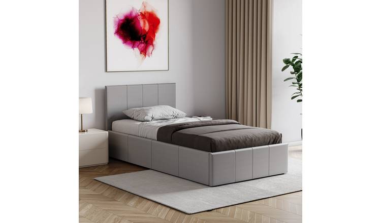 Vida Designs Lisbon Single Ottoman Faux Leather Storage Bed - Grey