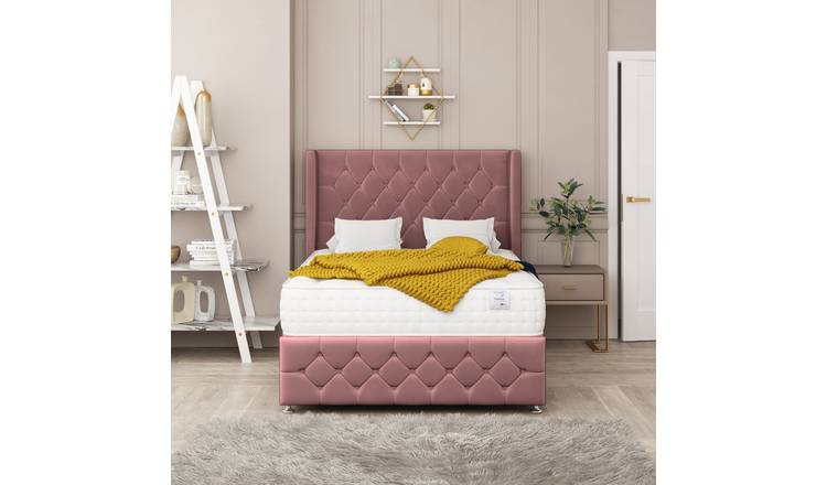 Bed Choices Elena Double 2 Drawer 26" Headboard Divan Bed Set - Pink