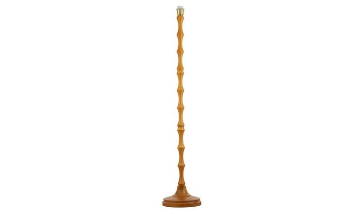 Happy Homewares Brown Oak Wood Standing Base with Bamboo Pole Floor Lamp - 25cm