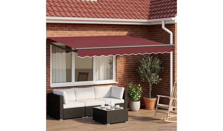 Walplus Electric Retractable Awning - Burgundy and Anthracite - 300 x 250 cm