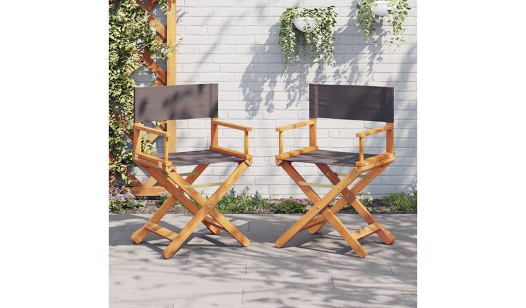Walplus 2 Piece Fabric Folding Director Chairs - Dark Grey - 53 x 47 x 90 cm