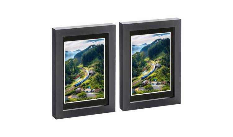 Nicola Spring Photo Frames - 5" x 7" with Mount - Set of 2 - Black