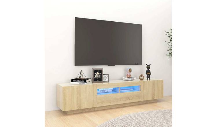Walplus LED Engineered Wood TV Cabinet - Light Oak - 180 x 35 x 40 cm