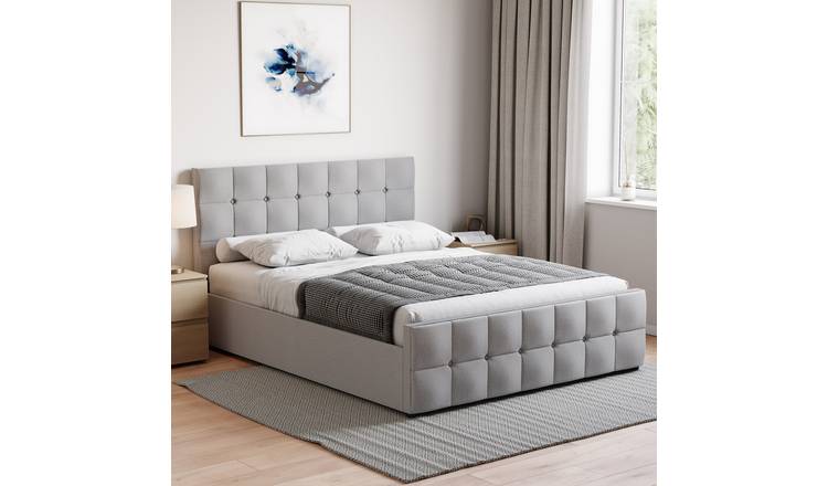 Vida Designs Valentina King Size Linen Ottoman Bed - Light Grey