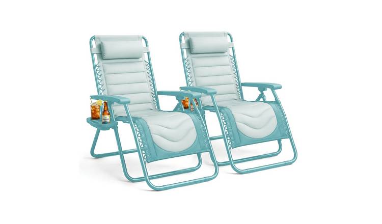 Keplin Set of 2 Colour Block Padded Zero Gravity Chairs - Mint