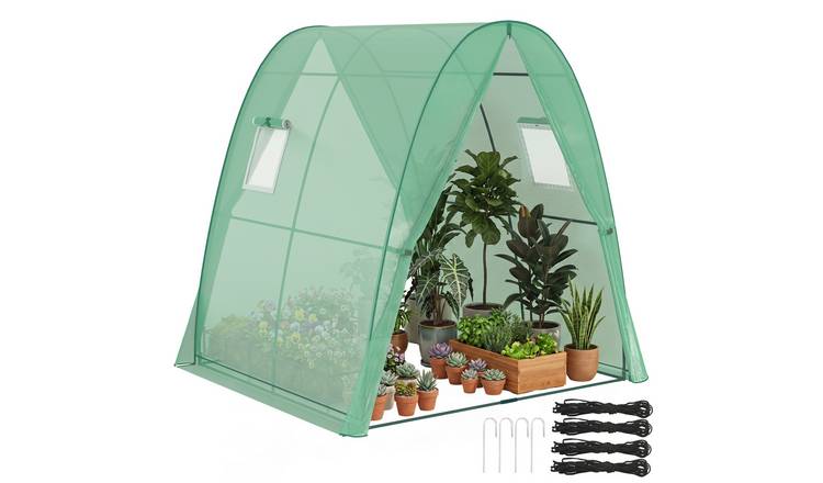 Outsunny PE 2 Door Polytunnel Greenhouse – Green