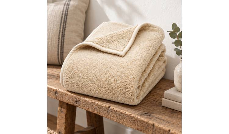 Deyongs Luxury Soft Teddy Fleece Throw Blanket 130x170cm Borgan - Cream