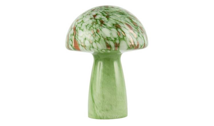 Happy Homewares Retro Italian Green Glass Mushroom Table Lamp - 23cm