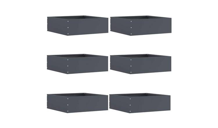 Walplus Pack of 6 Steel Lawn Edging - Anthracite - 40 x 40 x 13 cm