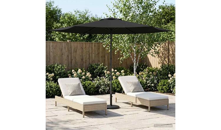 Walplus Rectangular Polyester Garden Parasol - Anthracite - 296 x 296 x 223 cm