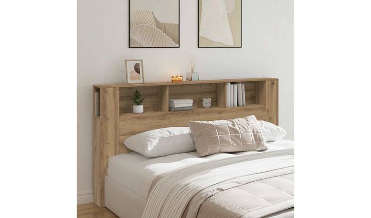 Walplus Engineered Wood Headboard Cabinet - Oak - 200 x 18.5 x 102.5 cm