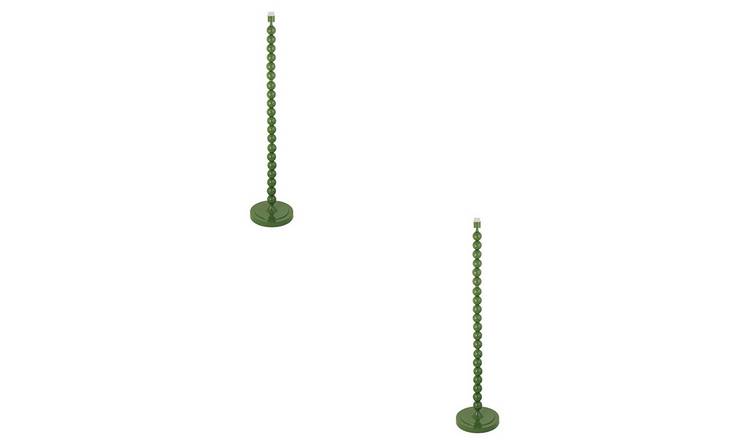 Loops Direct Pack of 2 132.7cm Steel Floor Lamp - Gloss Cotswold Green