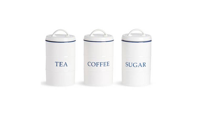 Nicola Spring 3 Piece White Farmhouse Tea Coffee Sugar Set
