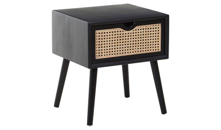 Orsina Cebu Rattan Drawer Side Table – Black & Natural