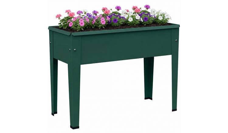 Outsunny Metal Drainage Hole Raised Planter – Green