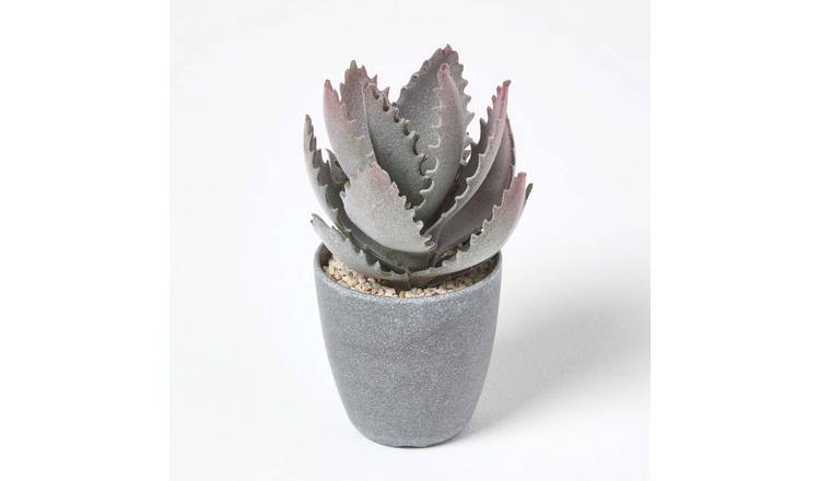 Homescapes Handcrafted Artificial Aloe Vera Plant in Melamine Pot - Grey