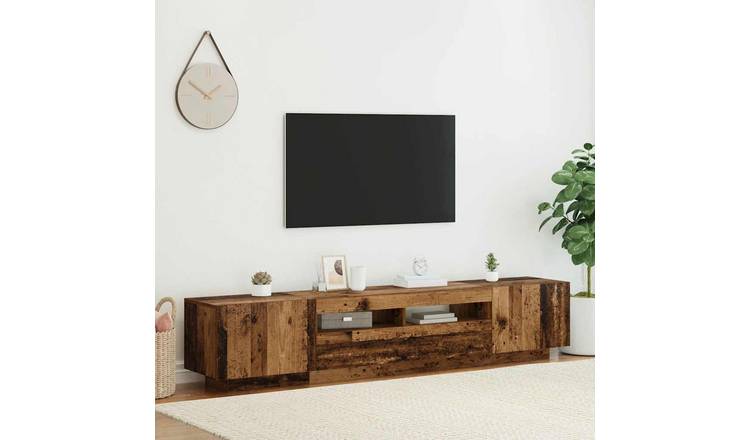 Walplus LED Engineered Wood TV Cabinet - Dark Wood - 200 x 35 x 40 cm