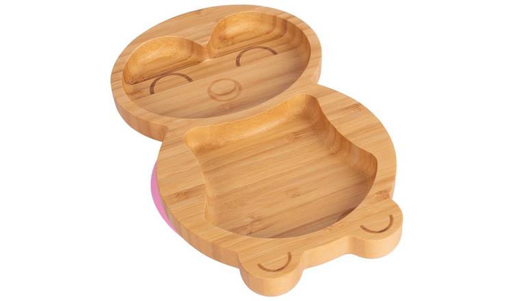 Tiny Dining Children's Bamboo Suction Penguin Plate - Pink