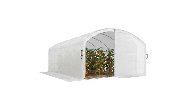 Outsunny Galvanised Steel UV Resistant Polytunnel Greenhouse - White