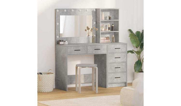 Walplus Pack of 2 Engineered Wood Dressing Table - Grey - 78.5 x 41 x 135 cm