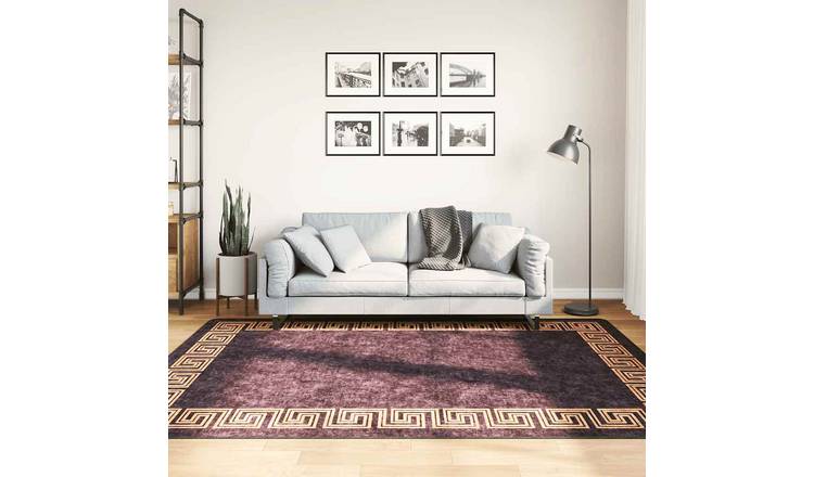 Walplus Polyester 4 mm Pile Rug - Black and Gold - 160 x 230 cm