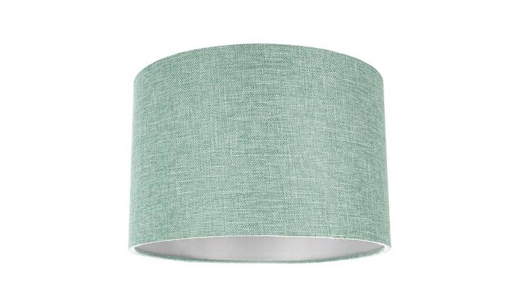 Happy Homewares Soft Green Sleek Mint Plain Linen Fabric Drum Lampshade - 30cm